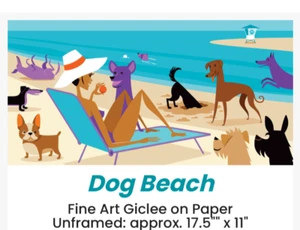 Josh Agle SHAG DOG BEACH impresión y certificado de autenticidad serigrafía Giclee Palm Springs vida para perros - Imagen 1 de 5