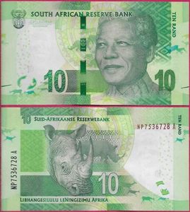 SÜDAFRIKA 10 RAND 2015 UNC NP-A, MIT OMRONRINGEN LINKS, NELSON MANDELA BEI RI - Bild 1 von 1