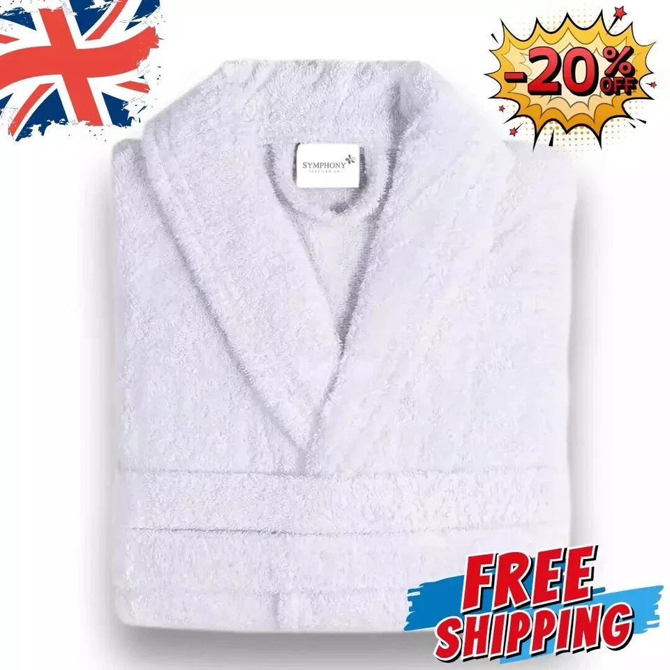 THE PURE THREAD 100% Egyptian Cotton Unisex Bathrobe Super Soft Toweling Gown for Hotel & Spa