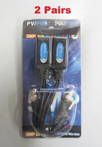 (2 Pairs) BNC to RJ45 CAT5 Video+Data+Power Balun Connector for CCTV PTZ Camera - Picture 1 of 4
