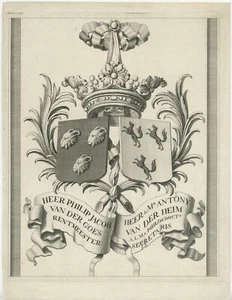 Antique Print with two Coats of Arms by Vaillant (c.1680) - Picture 1 of 1