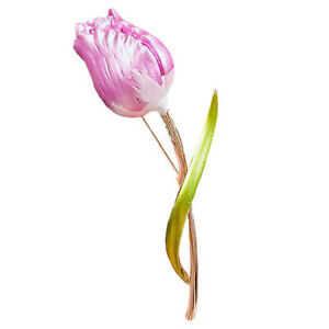 Charm Enamel Tulip Flower Brooches For Women Elegant Temperament Weddings Office