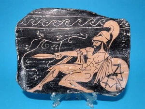 WANDRELIEF TERRAKOTTA IM GRIECHISCHEN STIL, DARSTELLUNG DES HELDEN ACHILLES, SOUVENIR!!! - Bild 1 von 5