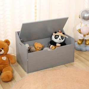 Wooden Toy Storage Chest Cabinet Bench Toy Box w/ Flip-top Lid & 2 Safety Hinge - Picture 1 of 6