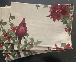 4 placemats St. Nicholas Square Cardinal Holly Berry Xmas Tapestry Loved One - Picture 1 of 3