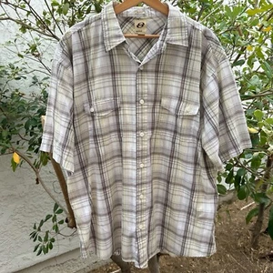 Vintage Y2K Anchor Blue Checkered Button Up Shirt XXL Cotton Polyester - Picture 1 of 3