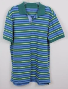 Gap Shirt Mens Med Blue Green Yellow Striped Button Short Sleeve Polo Golf NWT - Picture 1 of 3