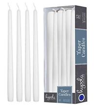 12 Pack Tall Taper Candles - 10 Inch White Dripless Unscented Dinner Paraffin 8
