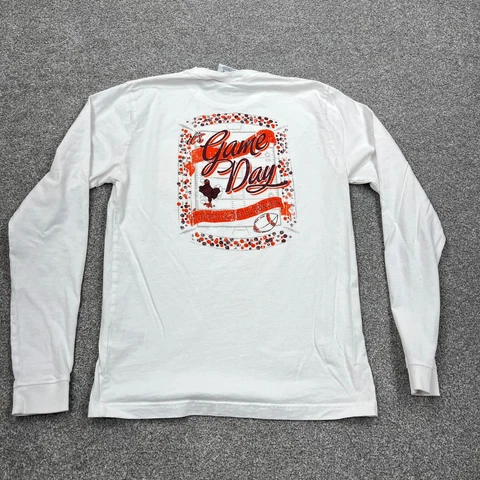 Virginia Tech Hokies Shirt Women Small White Tee Long Sleeve Pocket Ladies Top Cover