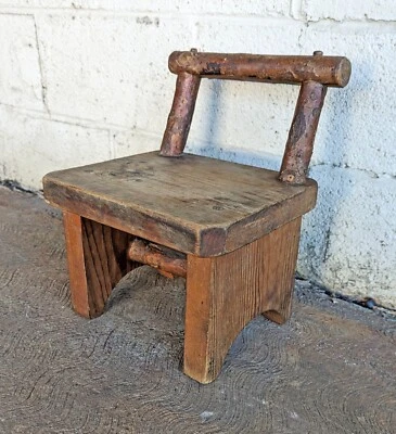 Signed Vintage Handmade Wood Wooden Work Bench Foot Stool Ottoman Stand Chair - Image 1 of 4