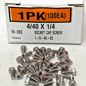 New 4/40 x 1/4" Fully Threaded Socket Cap Screw, 18-8 Stainless Steel (100ea) - Picture 1 of 3