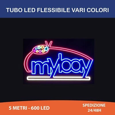 TUBO NEON BOBINA STRISCIA LED FLESSIBILE 5 METRI - 600 LED PER INTERNO O ESTERNO - Immagine 1 di 4