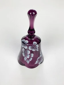 Fenton Hand Painted Signed C. Riggs Red Purple Cranberry? Glass Bell - Picture 1 of 5