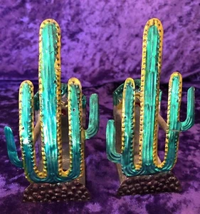 Saguaro Cactus Tin Ware Candle Holder 5 1/2” Tall ! Handmade! - Picture 1 of 5