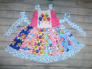 NEW Boutique Baby Shark Girls Sleeveless Ruffle Twirl Dress - Picture 1 of 8