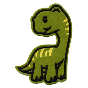 Dinosauro brontosauro a righe bambino ricamato ferro su toppa - Foto 1 di 1