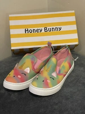 Zapatos sin cordones Honey Bunny para niñas unicornio arco iris. Niños Talla 1 NWT073 Foto 1 de 4