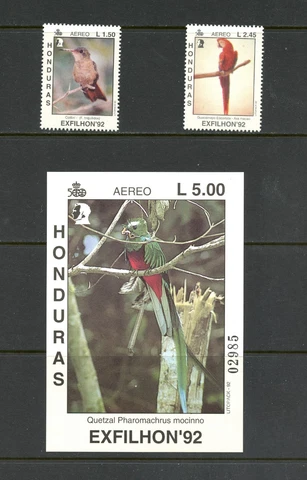 Q879   Honduras  1992    birds   set & sheet   MNH Cover