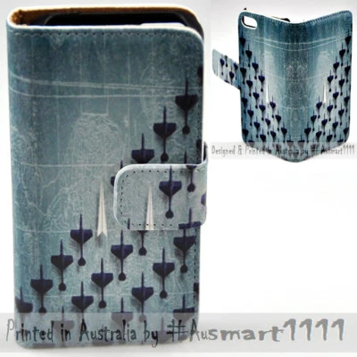 For Apple iPhone Series - Plane Miniature Print Wallet Mobile Phone Case Cover - Image 1 of 3