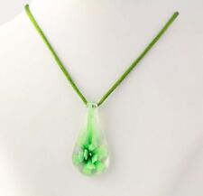 New Glass Drop Flower Pendant & Necklace - Green Strand Women's Floral Jewelry