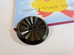 28mm Black Bakelite Button Pleated Center 2 Hole Flat Vintage 1 Piece - Picture 1 of 3