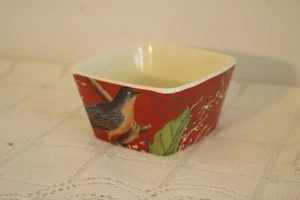 HOME CHINA MELAMINE RED BIRD ROBIN LEAF 3 1/2"d Square Cereal All Purpose Bowl - Picture 1 of 4