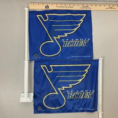 2 件圣路易斯蓝调 NHL 11X14 车窗安装双面车旗蓝色曲棍球 — 第 1/4 张图片