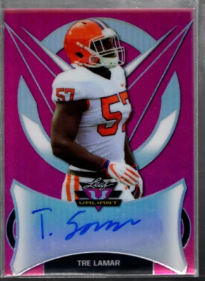 B3103- 2019 Leaf Valiant Pink #BATL1 Tre Lamar Auto /15 - NM-MT - Image 1 of 2