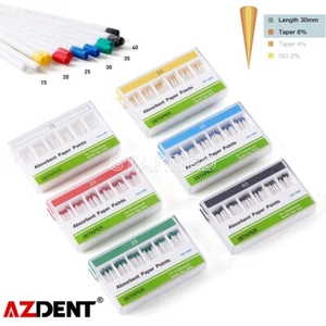 AZDENT Dental Endo Absorbent Paper Points Taper 0.06 15#-40# Root Canal Cleaning - Picture 1 of 20