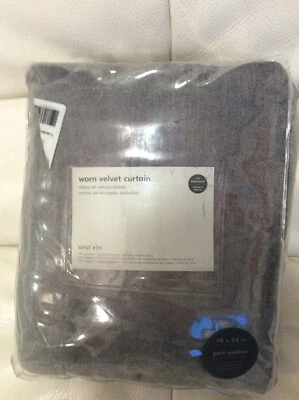 West Elm One (1) Worn Velvet Curtain 48x84 NWT! Metal Gray Blackout Textured - Image 1 of 2