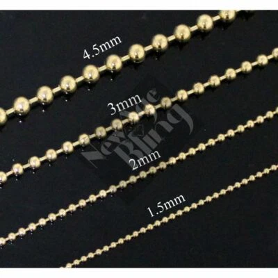 Stainless Steel Ball Chain Dog Tag Bead Gold Plated Necklace 1.5/2/3/4.5mm - Image 1 of 4