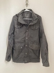 Chaqueta Kuhl Para Hombre Pequeña Gris Kollusion Encerada Cremallera Completa Táctica Campo Capucha Oculta - Imagen 1 de 12