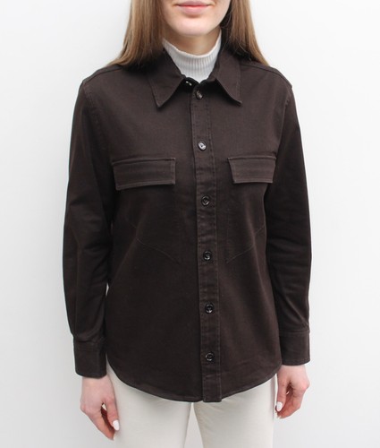 Sopracamicia donna BOTTEGA VENETA cotone denim manica lunga RARA marrone taglia 38 ~S