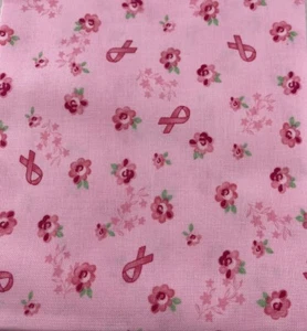 PINK Ribbon Floral 100% Cotton Fabric 1/4 Yard “Quilt Pink II” By Moda - Picture 1 of 3