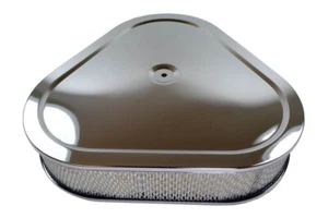 Filtro purificador de aire triangular cromado 14"x3" Hot Street Rat Rod SBC BBC - Imagen 1 de 2