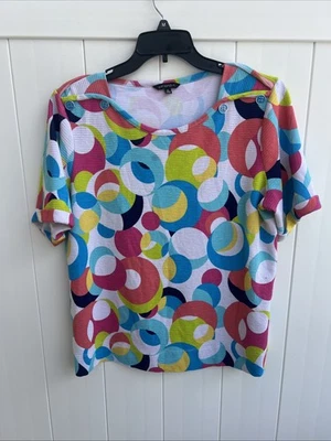 Top Erin London XL Colorido Estampado Abstracto Arte Casa Manga Corta Peso Pesado Foto 1 de 4