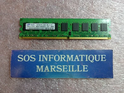 Barrette Mémoire SAMSUNG 1GB 2Rx8 PC2-6400E-666-12-G3 (M391T2953EZ3-CF7) - Photo 1/4
