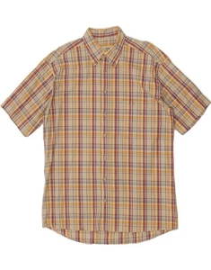 CAMEL ACTIVE Mens Short Sleeve Shirt Medium Beige Check Cotton AD03 - Picture 1 of 3