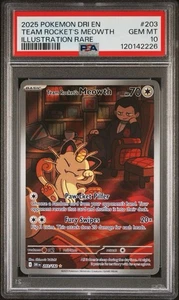 2025 POKEMON DRI EN-DESTINED RIVALS #203 TEAM ROCKET'S MEOWTH PSA 10 - Foto 1 di 3