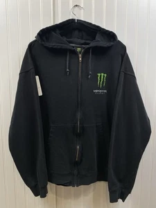 Vintage Y2K Monster Energy Logo Graphic Hoodie Men’s XL Black Distressed Skater - Foto 1 di 7
