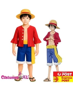 Kids Monkey D Luffy Cosplay Costume Anime One Piece Party Child Boys Halloween - Picture 1 of 7