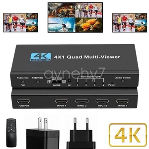 Multi-Viewer HDMI 4x1 HDMI Quad Screen Multiviewer 4 in 1 Switch Senza soluzione di continuità + IR - Foto 1 di 19