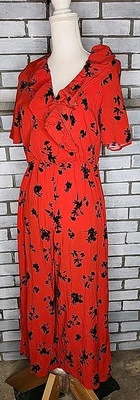 New Look Women's Short Sleeve Floral V-Neck Jumpsuit Size 10 Multicolor - Image 1 of 4