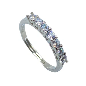 Anello Veretta con Sette Zirconi Bianchi mm 2 in Argento 925 Galvanica Rodio - Picture 1 of 1