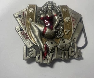 Lady Luck Green Belt Buckle Used As Is USA - Picture 1 of 6