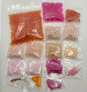 Huge Lot High Quality Glass Bicone/ Round Beads; Pinks and Oranges; ?Swarovski? - Picture 1 of 5