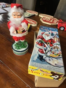 Vintage 1960er #231 Jestia Japan fröhliche Musik 11" Weihnachtsmann mit Box & Etikett, funktioniert - Bild 1 von 18