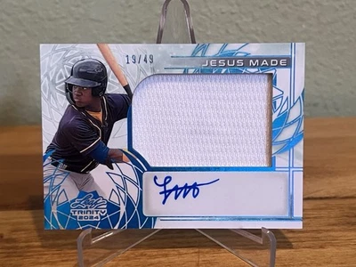 2024 Leaf Trinity Jesus Made Autograph Relic Milwaukee Brewers /49 - Image 1 of 2