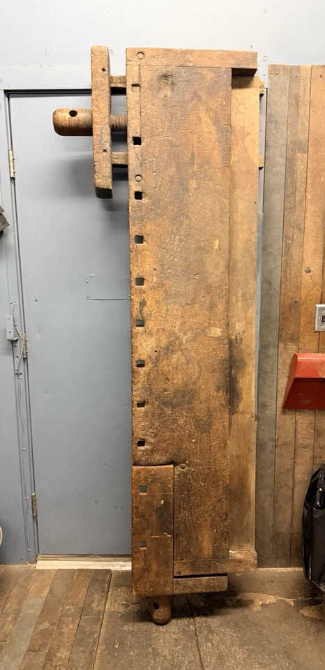 Antique carpenters Workbench W/ Vice Repurpose No Legs industrial wood counter - Image 1 of 4