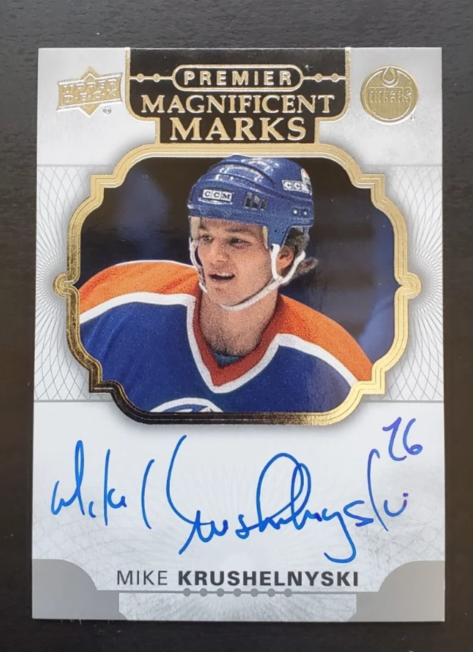 2017-18 Premier Mike Krushelnyski Magnificent Marks Auto #MM-MK Edmonton Oilers - Image 1 of 2